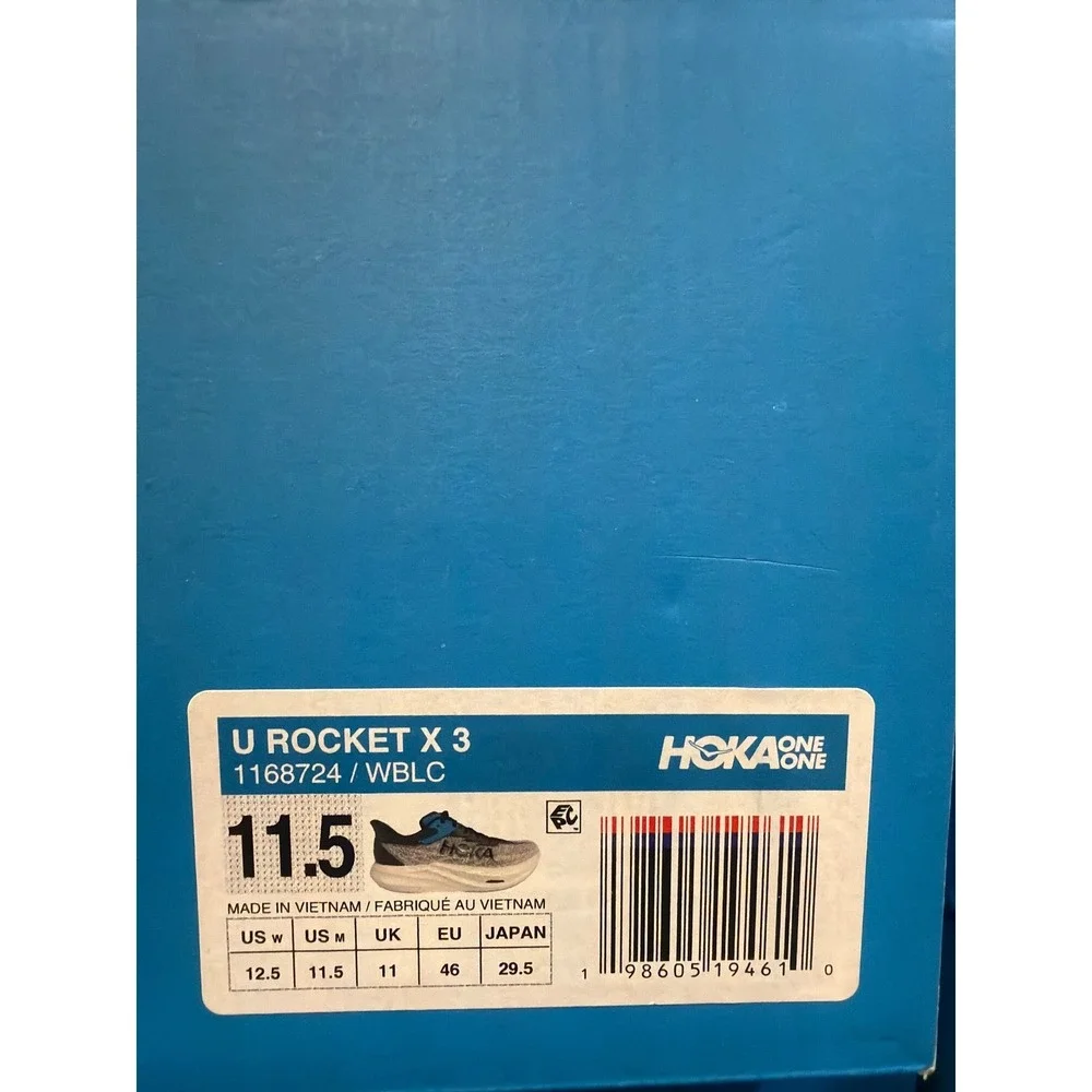 HOKA Rocket X 3 Running Shoes WBLC Size 11.5 Mens NWB No Lid $250 MSRP